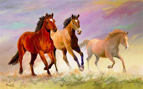 Galloping Horses Painting by Anthony Mwangi - Pixels