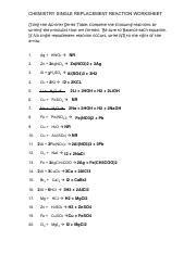 Single Displacement Worksheet with Key 1.pdf - CHEMISTRY SINGLE ...