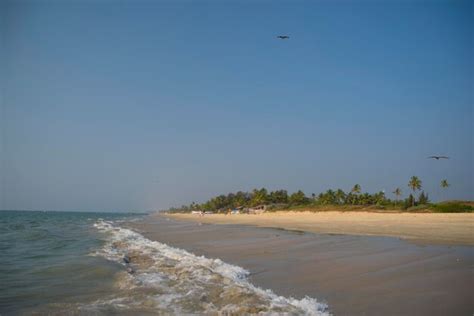 Uma praia com um céu azul e ondas | Foto Premium