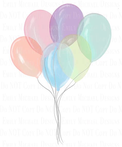 Balloons Digital Download Image PNG Pastel Balloons | Etsy | Balloons ...