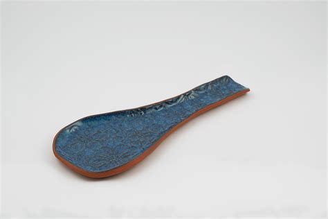 Ceramic Blue Spoon Rest Clay Spoon Rest Pottery Spoon Rest - Etsy