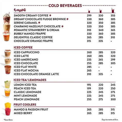 Menu of Costa Coffee, Khan Market, New Delhi