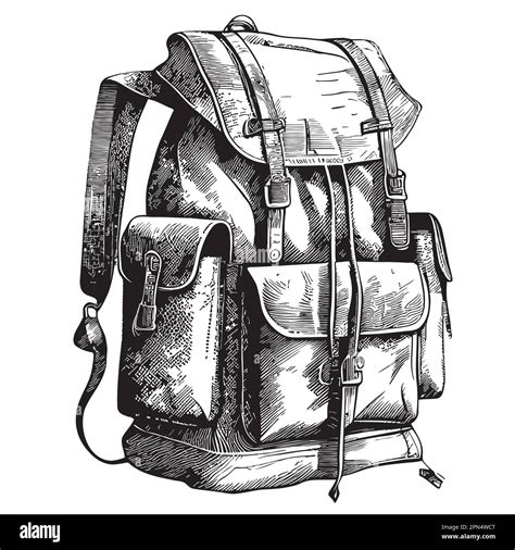 Vintage backpack sketch hand drawn in doodle style illustration Travel ...