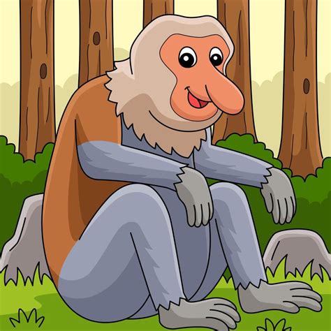 Proboscis Monkey Animal Colored Cartoon 20088439 Vector Art at Vecteezy