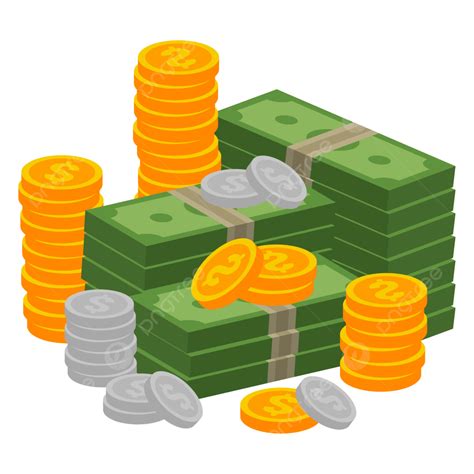 Vector Pile Of Money With Coins Clipart Design, Money Vector, Dollar ...