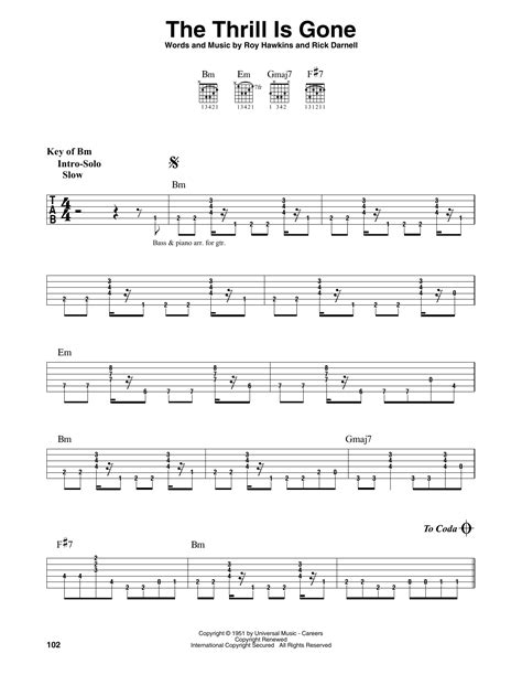 The Thrill Is Gone by B.B. King - Guitar Cheat Sheet - Guitar Instructor