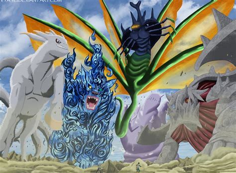 Five Tailed Beasts, tailed beasts, naruto, tails, bijuu, HD wallpaper ...