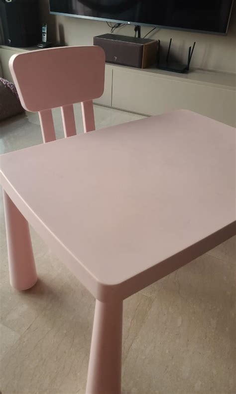 Ikea pink kids children table and chair, Furniture & Home Living ...