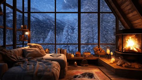 Blizzard Night Cozy Cabin Ambience with Wind & Snowfall Sounds for ...