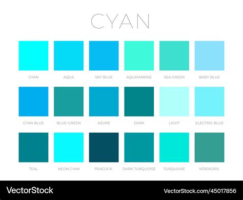 Cyan blue color shades swatches Royalty Free Vector Image