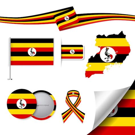 Free Vector | Stationery elements collection with the flag of uganda design