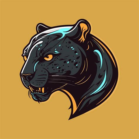 Black Panther jaguar face logo mascot icon wild animal character vector ...