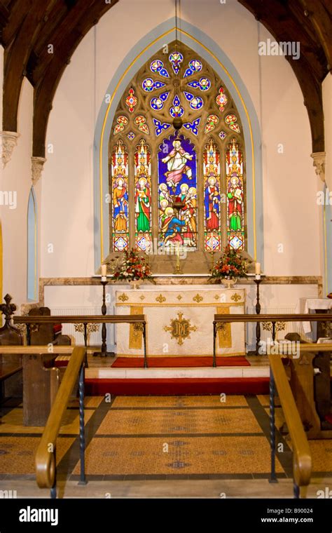 Interior and alter of a Anglican church in England. With traditional ...