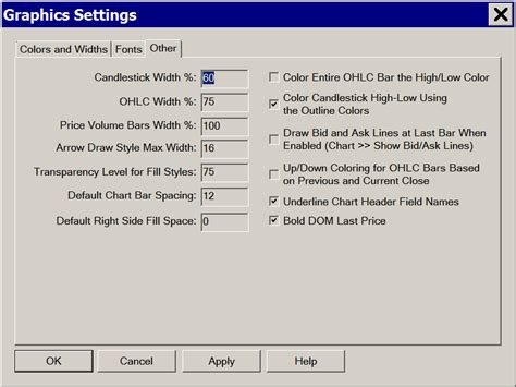 Graphics Settings - Sierra Chart