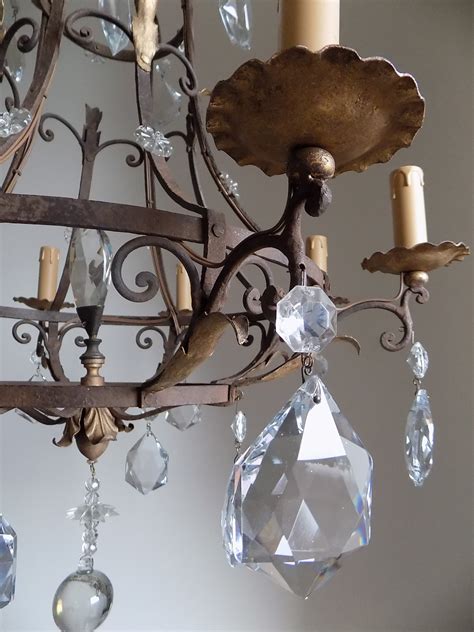 Antique French massive hand forged wrought iron chandelier - Lorella Dia