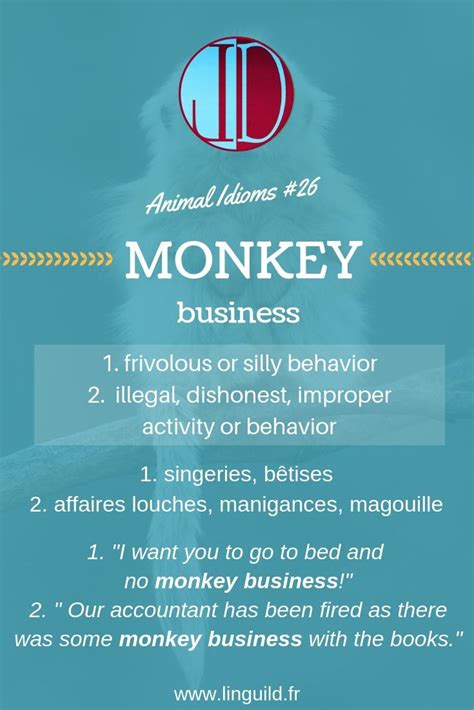 Animal idiom of the day: "Monkey business" 🐵 #EnAvantAnglais # ...