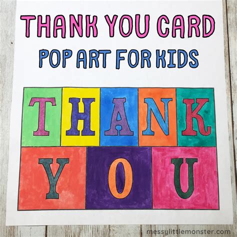 Printable Thank You Card - Pop Art for Kids - Messy Little Monster