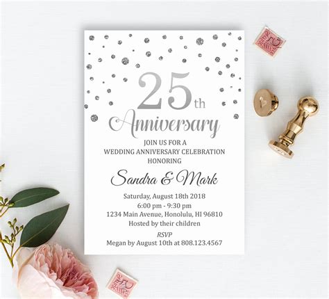 25th Wedding Anniversary Invitation Silver Anniversary - Etsy ...