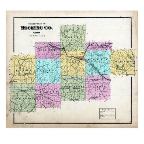 '1876, Hocking County Map, Ohio, United States' Giclee Print - | Art.com