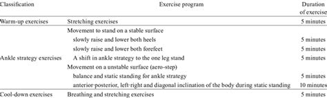 Ankle joint strategy exercise program | Download Table