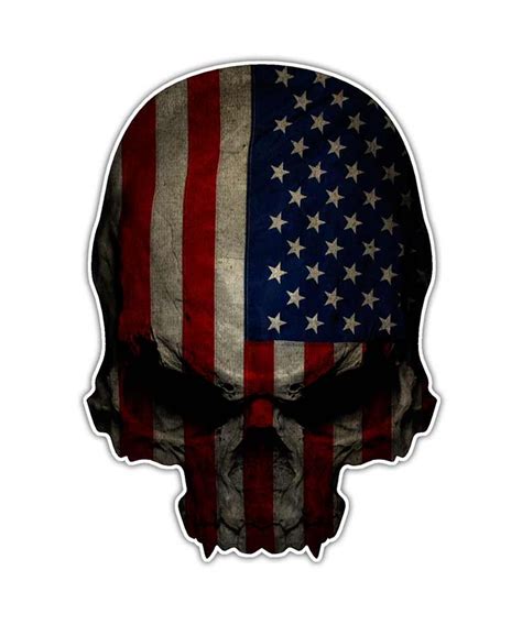 American Flag Skull Decal Vintage USA Flag Sticker