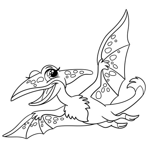 Premium Vector | Pterodactyl dinosaur coloring page for kids