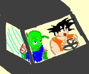 Goku and Piccolo driving a car - Drawception