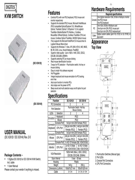 KVM Switch Features Hardware Requirements: Top View | PDF | Control Key ...