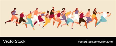 Crowd people running Royalty Free Vector Image