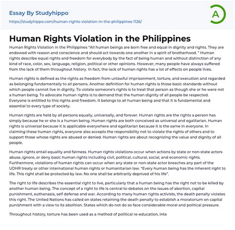 Human Rights Violation in the Philippines Essay Example | StudyHippo.com