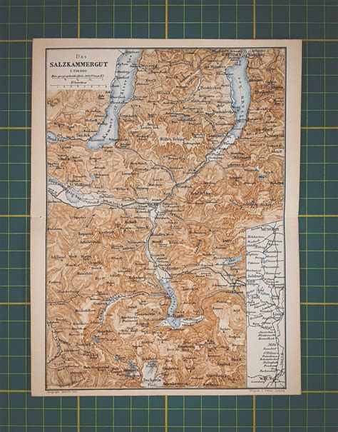 1876 Vintage Salzkammergut Map