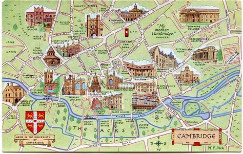 Postcard map of Cambridge | Cambridge map, Map, Postcard