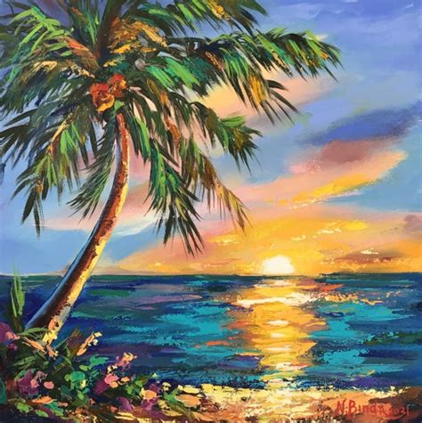 Cancun Painting Palm Tree Original Art Tropical Oil Painting | Etsy