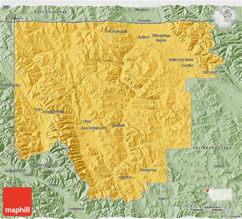 Savanna Style 3D Map of Lincoln County