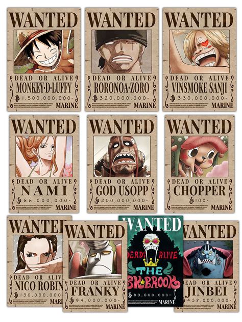 Straw Hat Pirate Crew Wanted Bounty Posters | ComicSense | SenpaiCart