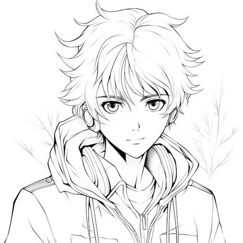 Premium Photo | A drawing of an anime character with a hoodie on it