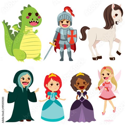 Collection of cute fairy tale characters for children book Stock Vector ...