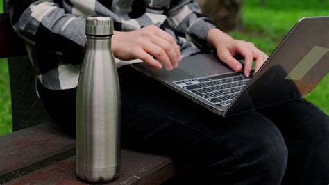 Woman Working Outdoors On Laptop Sitting On Stock Footage SBV-347773517 ...