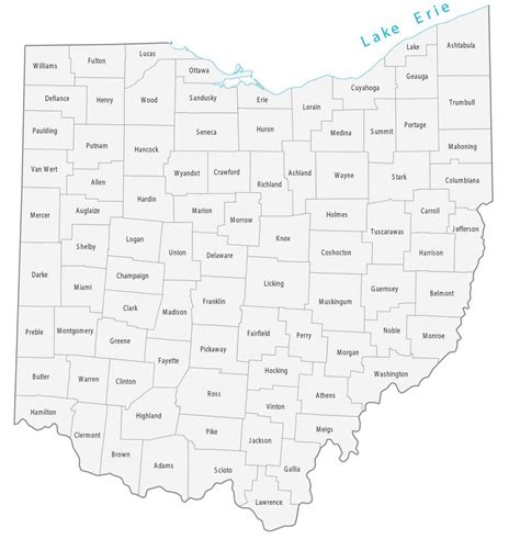 Ohio Map Showing Counties And Cities - United States Map