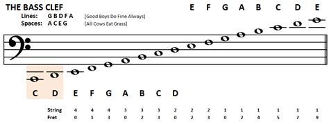 Playing Bass: Learn To Read Bass Notes: The Bass Clef | Bass clef notes ...