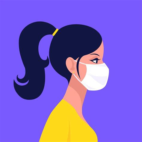 Woman Wearing Disposable Medical Face Mask 938443 Vector Art at Vecteezy