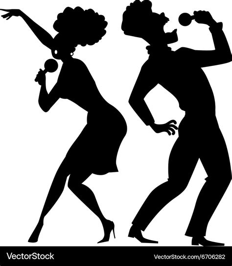 Singing duet silhouette Royalty Free Vector Image