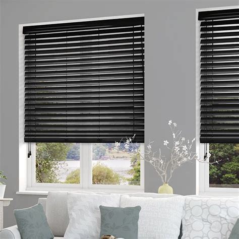 High Gloss Black Faux Wood Blind - 50mm Slat | Wood blinds, Faux wood ...