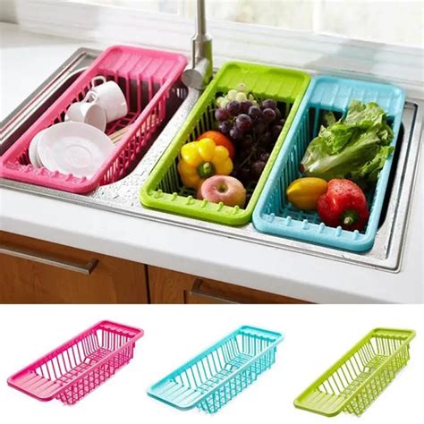 Home Washing Storage Drain Basket Plastic Dish Bowl Storage Basket ...