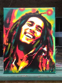 paintings of bob marley,stencil & spraypaints on canvas,trench t ...