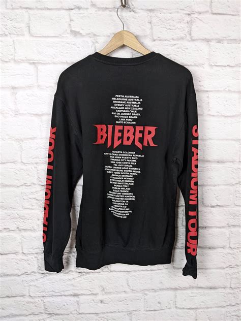 H&M Justin Bieber merch tour black sweatshirt big logo | Grailed