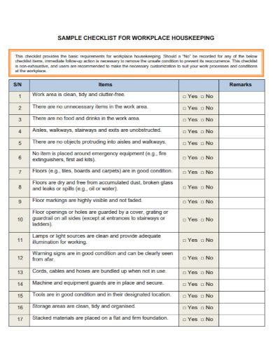 Housekeeping Checklist - 10+ Examples, Format, How to Make, Pdf