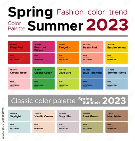 Fashion color trends Spring Summer 2023. Palette fashion colors guide ...