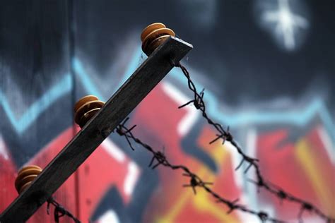 Fence Barbed Wire Color Metal Graffiti Image Free Photo