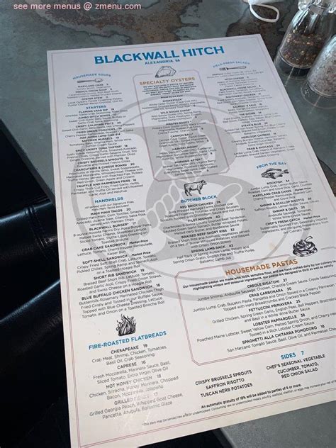 Online Menu of Blackwall Hitch Restaurant, Alexandria, Virginia, 22314 ...